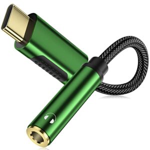 usb c to 3.5mm audio adapter for s23 ultra s22 s21, type c to aux dongle cable cord headphone connector earphones jack for samsung galaxy z flip 5 fold 4 a54 a53 ipad pro google pixel 7 7a 6a green