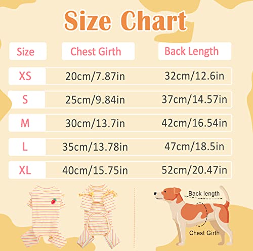 Lelepet Dog Pajamas Dog Pjs Cotton Striped Jumpsuit Stretchable Lightweight Doggie Onesies, Soft Cute Bodysuits Rompers for Puppy Comfy Dog Pajamas for Small Dogs Girls Pink Pet Pajamas for Sleep