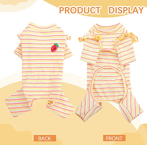 Lelepet Dog Pajamas Dog Pjs Cotton Striped Jumpsuit Stretchable Lightweight Doggie Onesies, Soft Cute Bodysuits Rompers for Puppy Comfy Dog Pajamas for Small Dogs Girls Pink Pet Pajamas for Sleep