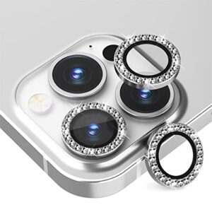 suoman 3-pack camera cover circle tempered glass for iphone 13 pro max/iphone 13 pro lens protector, for iphone 13 pro 6.1 inch / 13 pro max 6.7 inch [ flash diamonds ] - silver