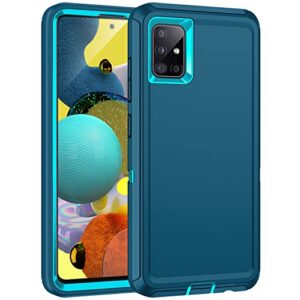 mieziba galaxy a71 5g case - shockproof, dropproof, dustproof - 3-layer full body protection, heavy duty hard cover - turquoise