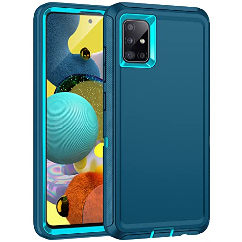 Mieziba Galaxy A71 5G Case - Shockproof, Dropproof, Dustproof - 3-Layer Full Body Protection, Heavy Duty Hard Cover - Turquoise