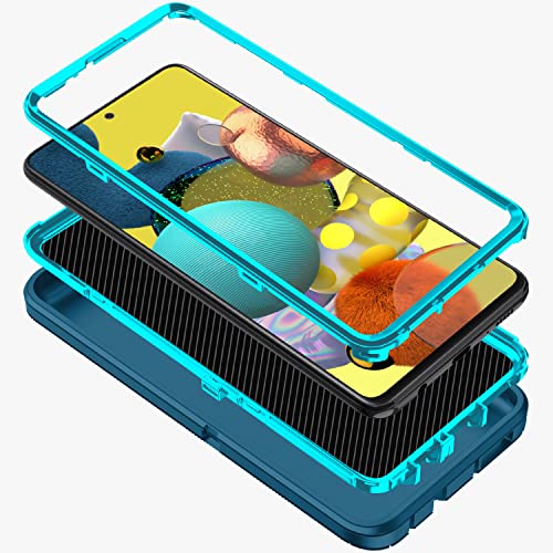 Mieziba Galaxy A71 5G Case - Shockproof, Dropproof, Dustproof - 3-Layer Full Body Protection, Heavy Duty Hard Cover - Turquoise