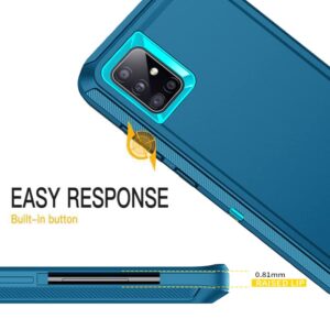 Mieziba Galaxy A71 5G Case - Shockproof, Dropproof, Dustproof - 3-Layer Full Body Protection, Heavy Duty Hard Cover - Turquoise