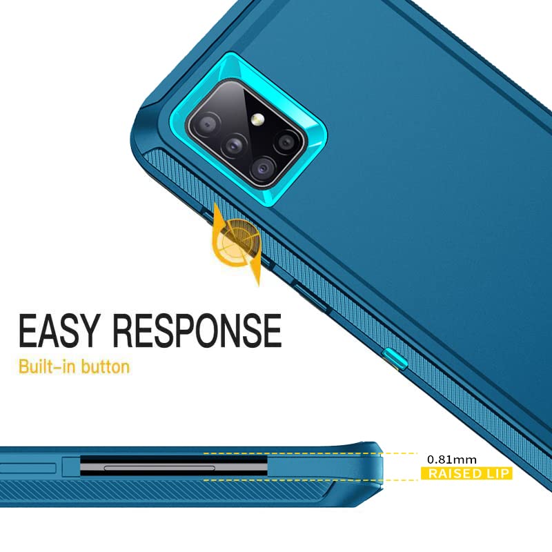 Mieziba Galaxy A71 5G Case - Shockproof, Dropproof, Dustproof - 3-Layer Full Body Protection, Heavy Duty Hard Cover - Turquoise