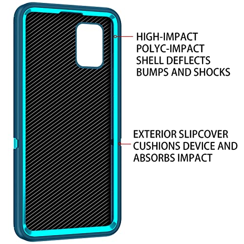 Mieziba Galaxy A71 5G Case - Shockproof, Dropproof, Dustproof - 3-Layer Full Body Protection, Heavy Duty Hard Cover - Turquoise