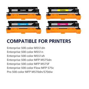 507A 507X Compatible Toner Cartridge Replacement for HP 507A 507X CE400X CE401A CE402A CE403A Enterprise M551 M551n M551dn M551xh M570dn M570dw M575f 575c Printer (Black Cyan Yellow Magenta, 4-Pack)