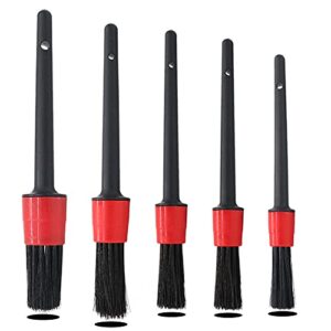 ysy 5pcs car detailing brushes cleaning brush set for cleaning wheels tire interior exterior leather air vents car cleaning kit tool(a) (black + red)