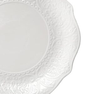 SOUJOY Set of 6 Porcelain Dinner Plate, 10.5'' White Dinner Dish, Embossed Printing Dinnerware Plate for Dinner, Restaurant, Family Party and Kitchen, Microwave, Dishwasher Safe