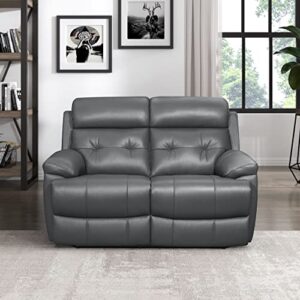 Lexicon Inkwood Wall-Hugger Manual Double Reclining Loveseat, Dark Gray