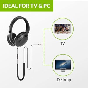 Avantree Aria Line - Wired Over Ear Headphones with Extra-Long Cord for PC & TV Watching with Individual Volume Control & Stereo/Dual Mono Mode