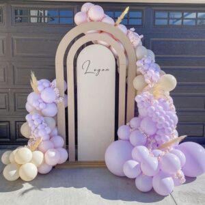 ZFUNBO Pastel Purple Balloons Garland Arch Kit 95 pcs 18/12/10/5 Inch Light Purple Balloons Different Sizes Purple Latex Balloon for Baby Shower Gender Reveal Wedding Birthday Purple Party Decorations