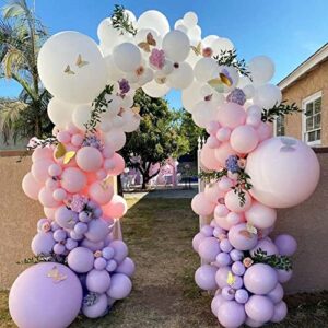 ZFUNBO Pastel Purple Balloons Garland Arch Kit 95 pcs 18/12/10/5 Inch Light Purple Balloons Different Sizes Purple Latex Balloon for Baby Shower Gender Reveal Wedding Birthday Purple Party Decorations