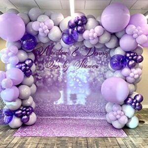 ZFUNBO Pastel Purple Balloons Garland Arch Kit 95 pcs 18/12/10/5 Inch Light Purple Balloons Different Sizes Purple Latex Balloon for Baby Shower Gender Reveal Wedding Birthday Purple Party Decorations