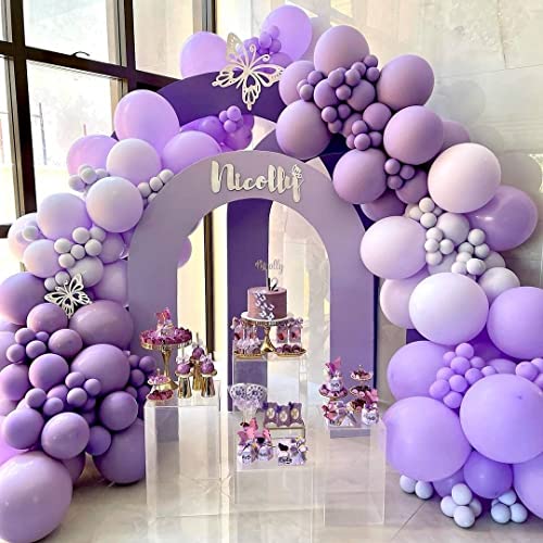 ZFUNBO Pastel Purple Balloons Garland Arch Kit 95 pcs 18/12/10/5 Inch Light Purple Balloons Different Sizes Purple Latex Balloon for Baby Shower Gender Reveal Wedding Birthday Purple Party Decorations