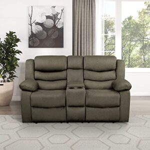 lexicon mabel wall-hugger manual double reclining loveseat, brown