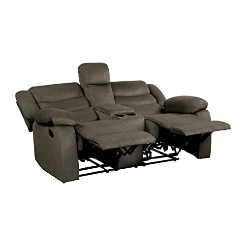 Lexicon Mabel Wall-Hugger Manual Double Reclining Loveseat, Brown