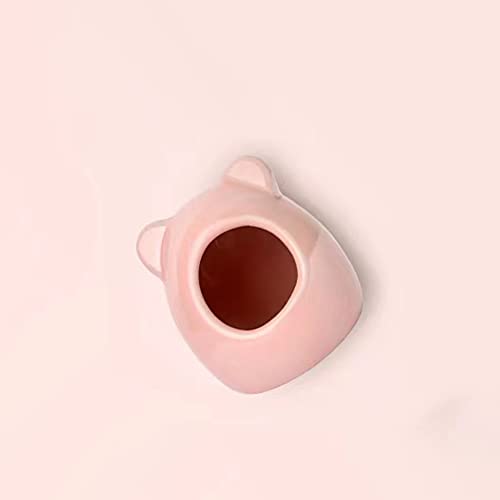 Small Pet Hideout Pink Ceramic House Cute Cave Critter Hut Nest for Mini Animals Gerbils Chinchillas Hamster Mice Rat - S/L