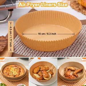 ZenTiky 100pc Air Fryer Disposable Paper Liner, Disposable Fryer Paper Pads, Non-Stick Air Fryer Liners with 100pc Disposable Gloves and Baking Brush for Baking Roasting Microwave Frying Pan, 6.3"