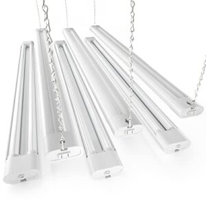 ensenior 6 pack linkable led utility shop light, 4 ft 4400lm, 36w equivalent 280w, 5000k daylight, 48 inch integrated fixture for garage&workbench, surface or hanging mount, white, etl certified