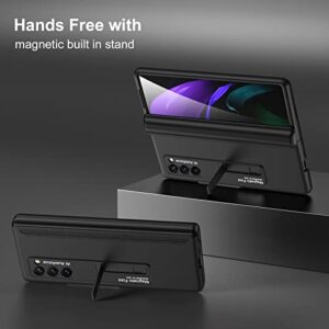 Libeagle Compatible with Samsung Galaxy Z Fold 2 Case [Magnetic Hinge Protection] [Metal Kickstand] [Lightweight & Slim] [More Screen & Camera Protection] Phone Stand Cover 5G 2020 (Black)