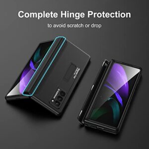 Libeagle Compatible with Samsung Galaxy Z Fold 2 Case [Magnetic Hinge Protection] [Metal Kickstand] [Lightweight & Slim] [More Screen & Camera Protection] Phone Stand Cover 5G 2020 (Black)