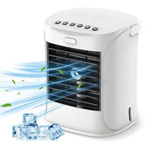 mini portable air conditioner, personal air cooler, evaporative air conditioner fan with 3 speeds, 3 in 1 desktop air conditioner for office, bedroom, outdoor