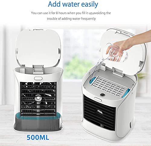 Mini Portable Air Conditioner, Personal Air Cooler, Evaporative air conditioner Fan with 3 Speeds, 3 in 1 Desktop Air Conditioner for Office, Bedroom, Outdoor