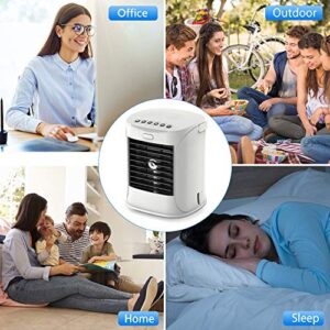 Mini Portable Air Conditioner, Personal Air Cooler, Evaporative air conditioner Fan with 3 Speeds, 3 in 1 Desktop Air Conditioner for Office, Bedroom, Outdoor