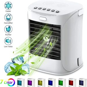 Mini Portable Air Conditioner, Personal Air Cooler, Evaporative air conditioner Fan with 3 Speeds, 3 in 1 Desktop Air Conditioner for Office, Bedroom, Outdoor