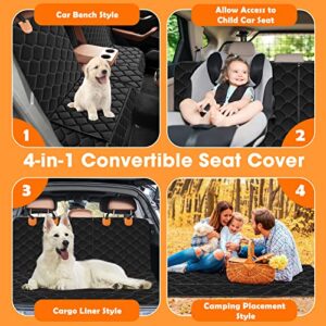 MIXJOY Dog Car Seat Cover, Waterproof Car Seat Cover for Dogs Kids, Bench Back Seat Cover Protector Armrest for Cars with 1 Dog Seat Belt, Washable & Nonslip Pet Car Seat Cover for Cars, Trucks & SUV