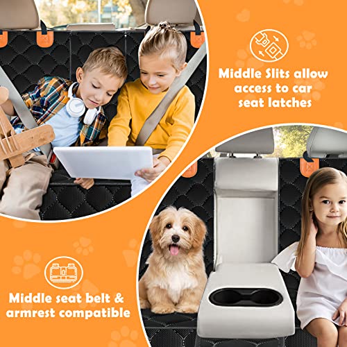 MIXJOY Dog Car Seat Cover, Waterproof Car Seat Cover for Dogs Kids, Bench Back Seat Cover Protector Armrest for Cars with 1 Dog Seat Belt, Washable & Nonslip Pet Car Seat Cover for Cars, Trucks & SUV