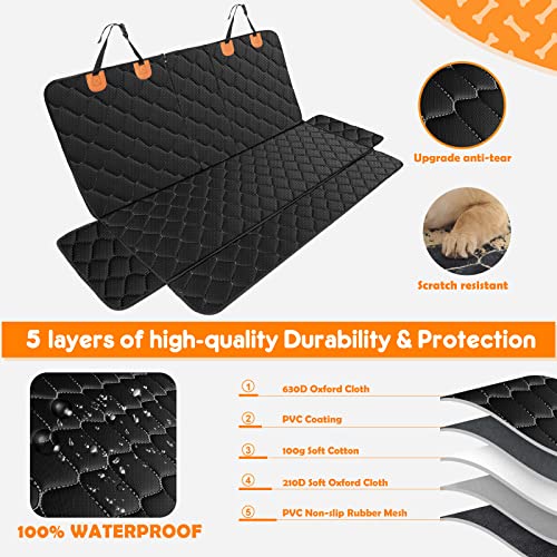 MIXJOY Dog Car Seat Cover, Waterproof Car Seat Cover for Dogs Kids, Bench Back Seat Cover Protector Armrest for Cars with 1 Dog Seat Belt, Washable & Nonslip Pet Car Seat Cover for Cars, Trucks & SUV