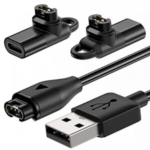 charging cable for garmin watch with 2 usb c charger adapter connector, 3.3ft charger cord for garmin fenix 7|7s|7x|6|6s|6x|5|5s, forerunner 245|945, instinct 2|2s, vivoactive 4|4s|3, vivosmart 5, etc