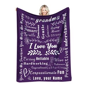 simieek custom blanket for grandma personalized to my grandma from grandkids letter throw blanket for couch bed sofa, mothers day birthday gifts