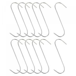 uxcell 6.89" meat hooks, 0.12" thick stainless steel butcher s-hook for meat processing, chicken fish beef hanging drying smoking 20pcs
