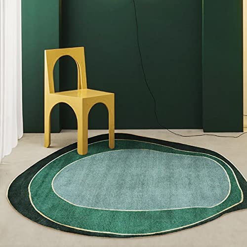 Irregular Shaped Modern Emerald Green Area Rug for Living Room Dining Room Playroom Bedroom Soft Fluffy Rug Extra Large Indoor Outdoor Carpet 5x7ft