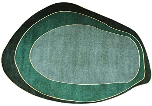 Irregular Shaped Modern Emerald Green Area Rug for Living Room Dining Room Playroom Bedroom Soft Fluffy Rug Extra Large Indoor Outdoor Carpet 5x7ft