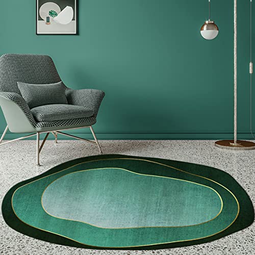 Irregular Shaped Modern Emerald Green Area Rug for Living Room Dining Room Playroom Bedroom Soft Fluffy Rug Extra Large Indoor Outdoor Carpet 5x7ft