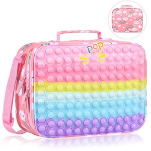 Girls Lunch Boxes for School,Pop Kids Lunch Box Bag for little Girls Back to School,Insulated Lunch Bag Box Tote for Kids School Travel Gifts,School Supplies Leakproof Cooler Bag Girls Lunch Box