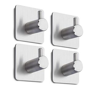 hxio adhesive hooks heavy duty wall hooks waterproof on hooks wall hangers waterproof stainless steel sticky hooks for hanging bathroom kitchen home(6 pack)