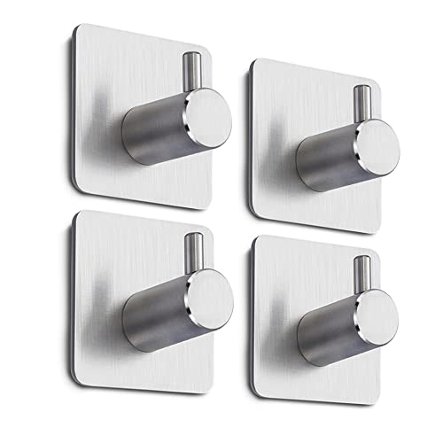 HXIO Adhesive Hooks Heavy Duty Wall Hooks Waterproof on Hooks Wall Hangers Waterproof Stainless Steel Sticky Hooks for Hanging Bathroom Kitchen Home(6 Pack)