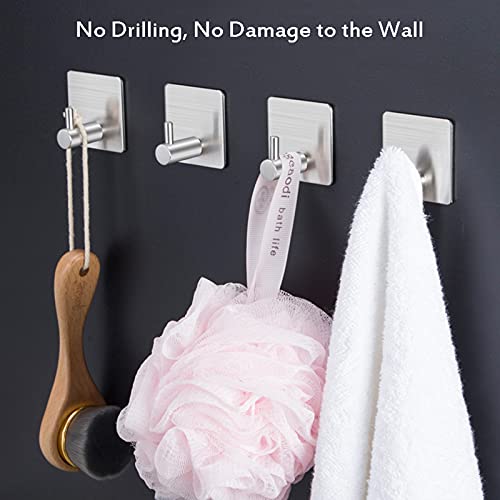 HXIO Adhesive Hooks Heavy Duty Wall Hooks Waterproof on Hooks Wall Hangers Waterproof Stainless Steel Sticky Hooks for Hanging Bathroom Kitchen Home(6 Pack)