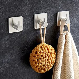 HXIO Adhesive Hooks Heavy Duty Wall Hooks Waterproof on Hooks Wall Hangers Waterproof Stainless Steel Sticky Hooks for Hanging Bathroom Kitchen Home(6 Pack)