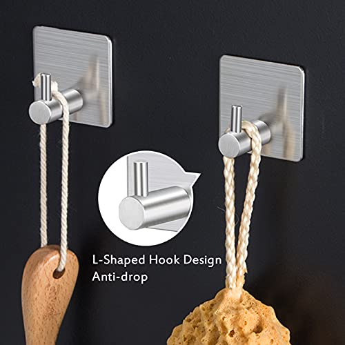 HXIO Adhesive Hooks Heavy Duty Wall Hooks Waterproof on Hooks Wall Hangers Waterproof Stainless Steel Sticky Hooks for Hanging Bathroom Kitchen Home(6 Pack)