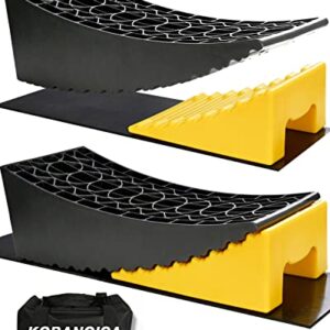 KOBANOICA RV Leveling Blocks,Camper Leveler 2 Pack,Includes Curved RV Levelers Ramp with Camper Wheel Chocks,RV Leveling System for Travel Trailer,Motorhome,Fifth Wheels