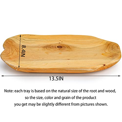 Cedilis Root Wood Serving Dish, 13inch Long Vintage Appetizer Display, Hand-Carved Fruit Snack Dish Plates, Natural Wooden Serving Platter Tray Bowl for Bread Candy