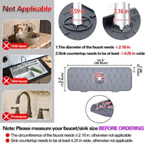 Kingmall Silicone Faucet Mat, Silicone Faucet Drip Catcher for Kitchen Faucet Drip Catcher Sink Faucet Mat Faucet Splash Guard Bathroom Faucet Water Catcher Mat, Sink Draining Pad Behind Faucet【Grey】