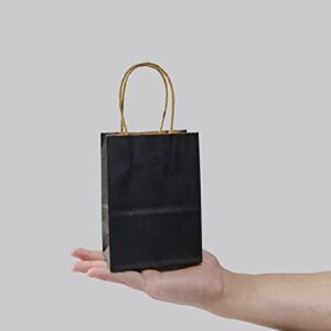 Szehap Mini Black Gift Bags, 50 Pack 4.2 x 2.7 x 5.7 Inch Small Black Paper Bags with Handles Kraft Paper Party Favor Bags