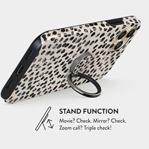 BURGA Stylish Metal Cell Phone Ring Stand Holder, Finger Grip Kickstand 360 Degree Rotation, Black Polka Dots Nude Almond Latte Universal Compatible with iPhone iPad Samsung Galaxy Huawei Google Pixel